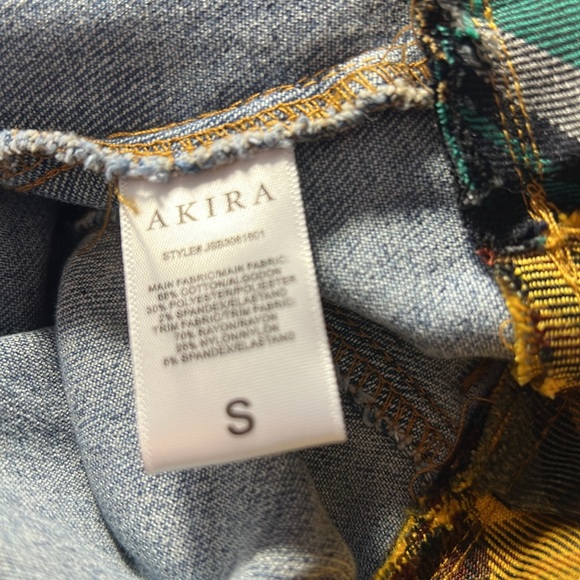 Akira NWT Size S Preppy Baby Girl Plaid Peplum Ruffled Denim Jacket (0486) - Picture 12 of 13